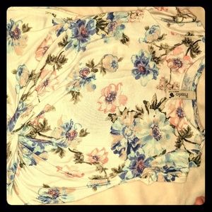 Whitw floral knot top